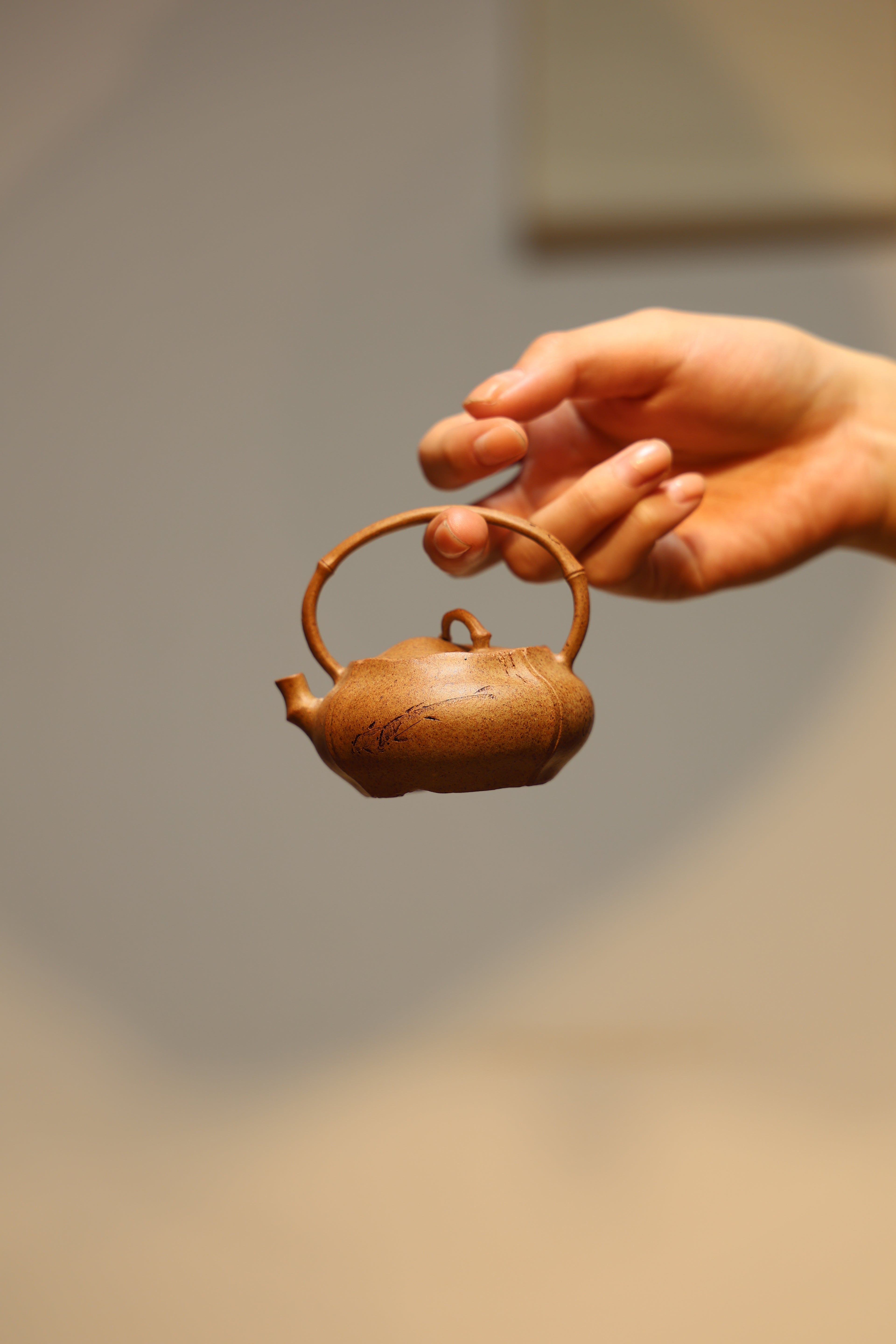 Handmade Yixing Zisha Teapot "Hua Yu Ti Liang" (Eclosion) | 化羽提梁 - 90ml