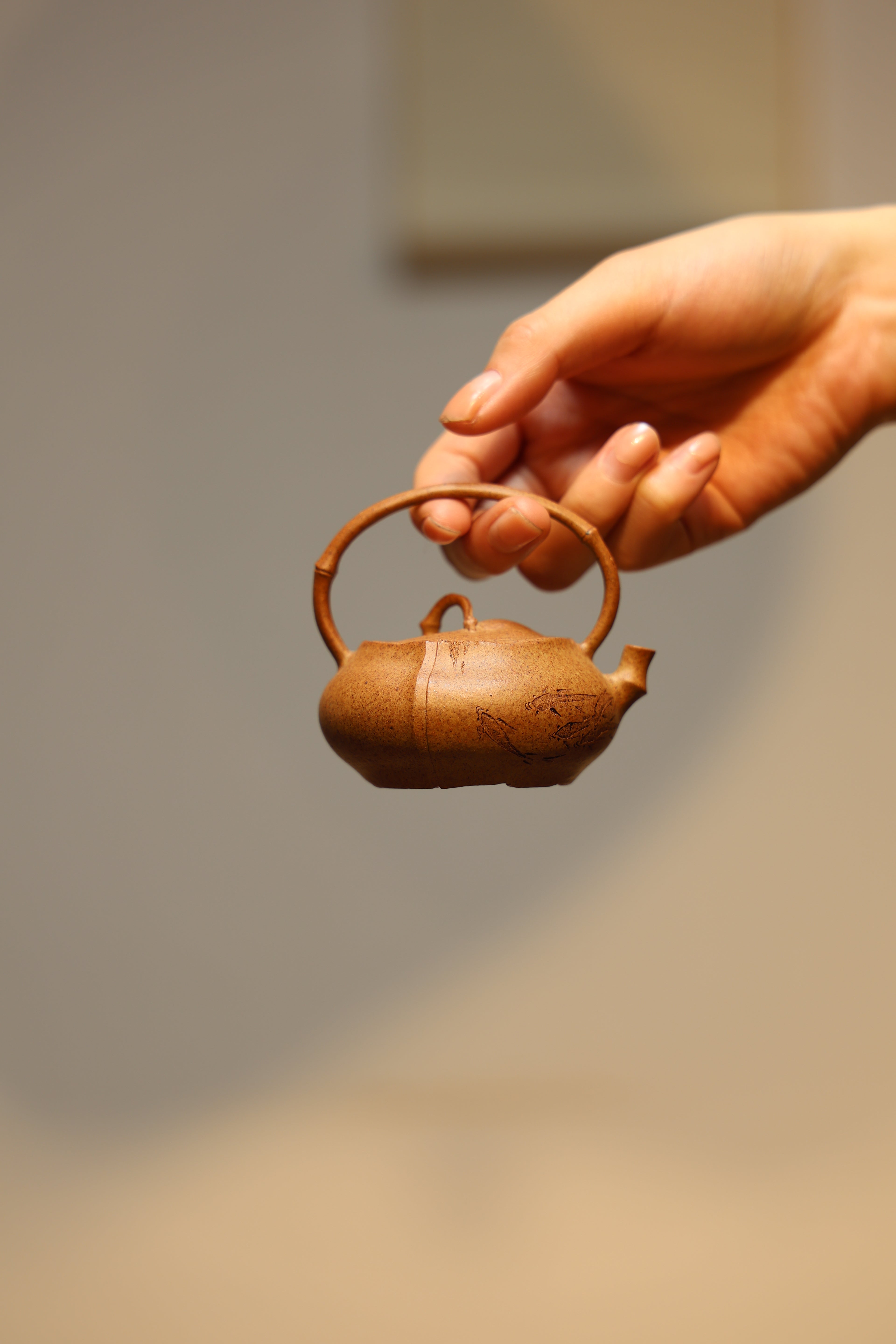 Handmade Yixing Zisha Teapot "Hua Yu Ti Liang" (Eclosion) | 化羽提梁 - 90ml