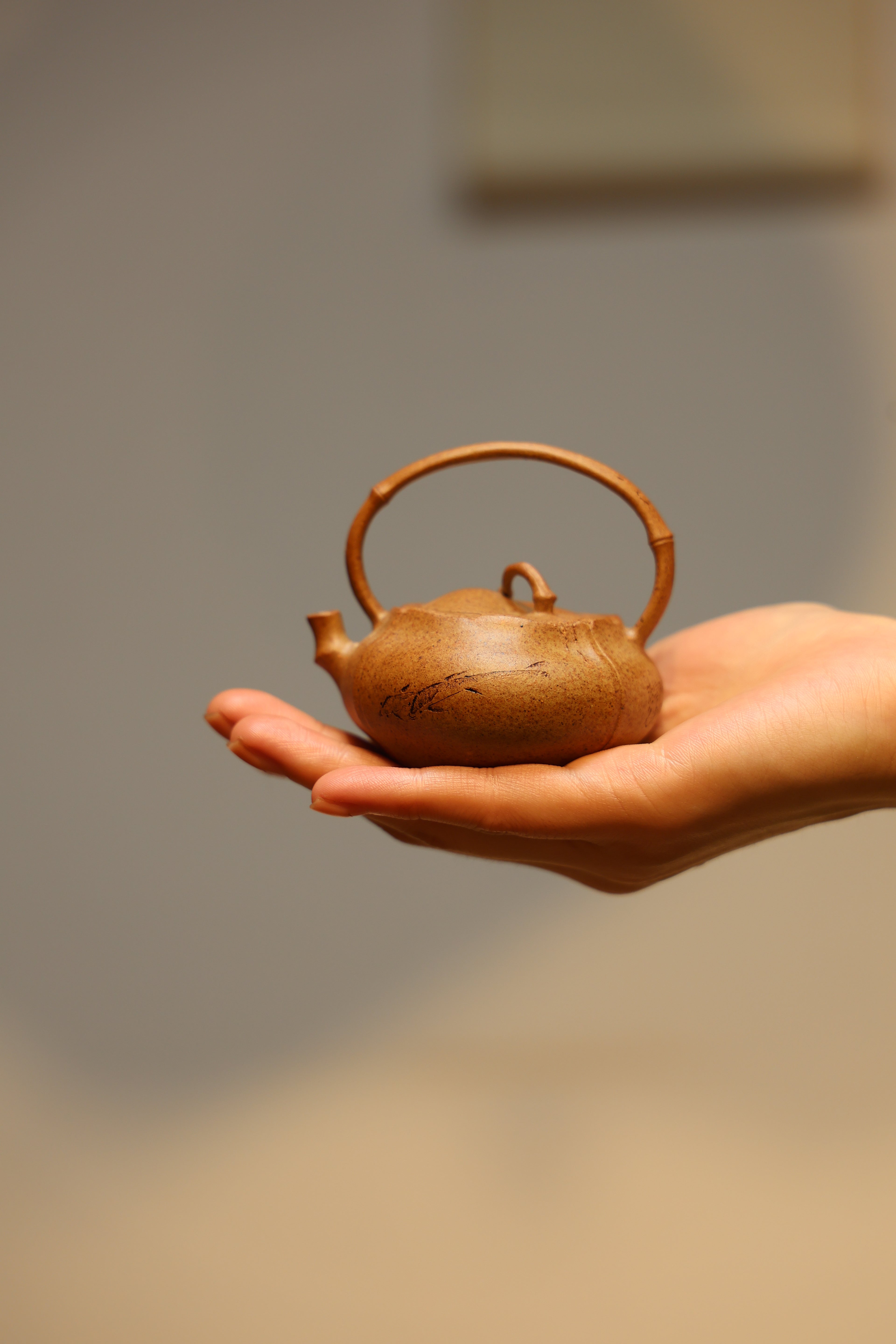 Handmade Yixing Zisha Teapot "Hua Yu Ti Liang" (Eclosion) | 化羽提梁 - 90ml