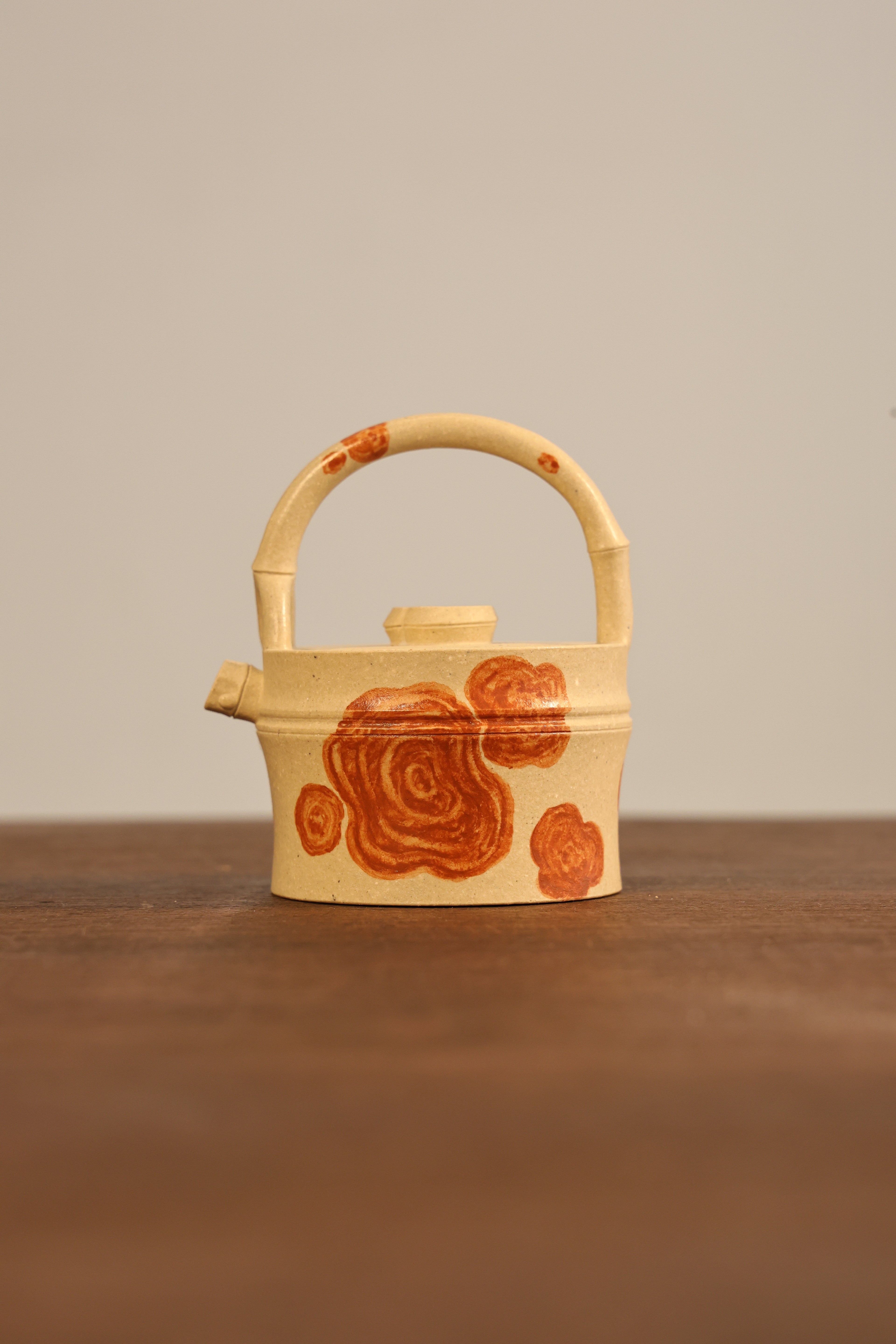 Handmade Yixing Zisha Teapot "Ban Zhu Ti Liang " (Mottled Bamboo) | 斑竹提梁 - 100ml