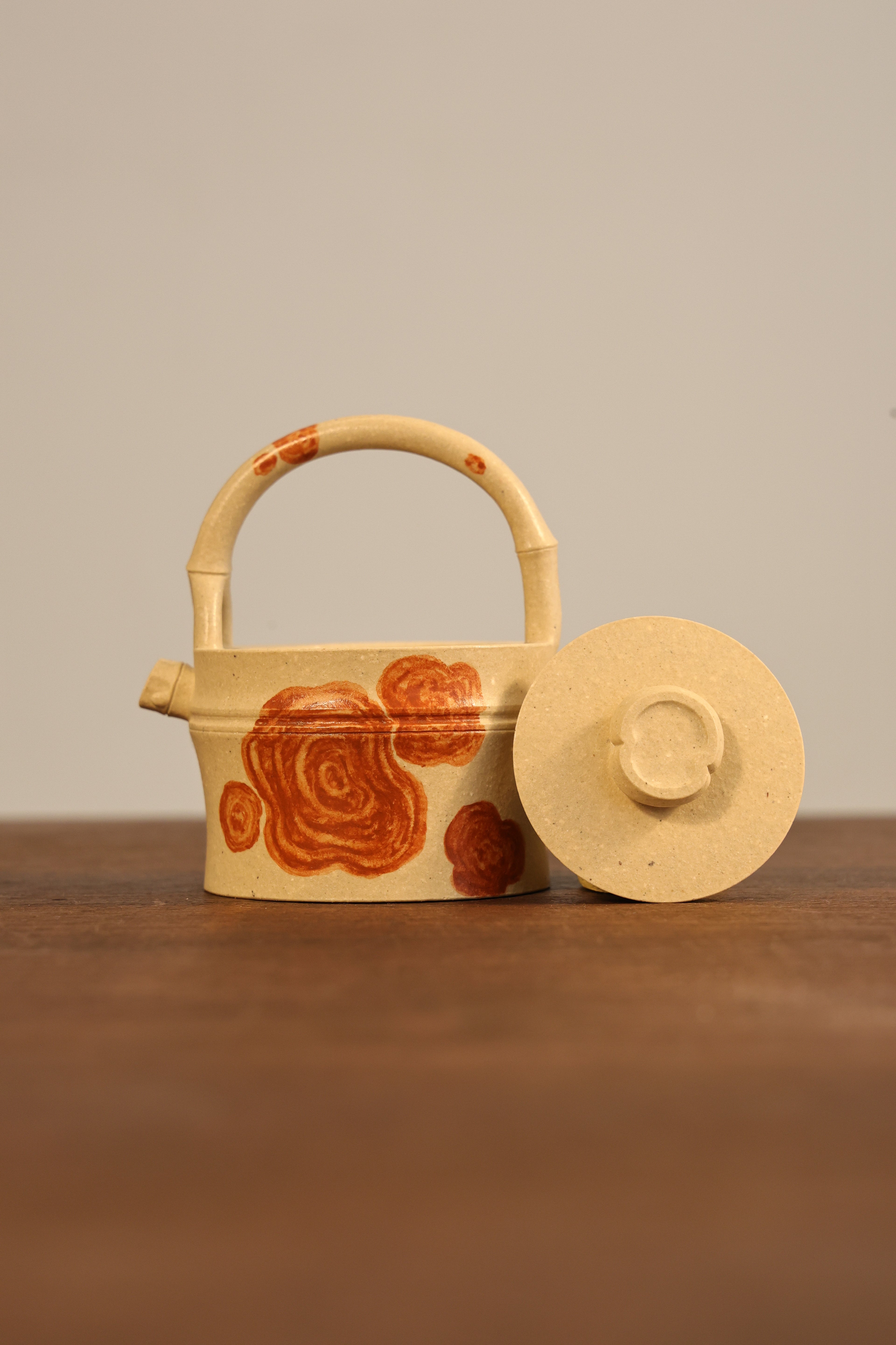 Handmade Yixing Zisha Teapot "Ban Zhu Ti Liang " (Mottled Bamboo) | 斑竹提梁 - 100ml