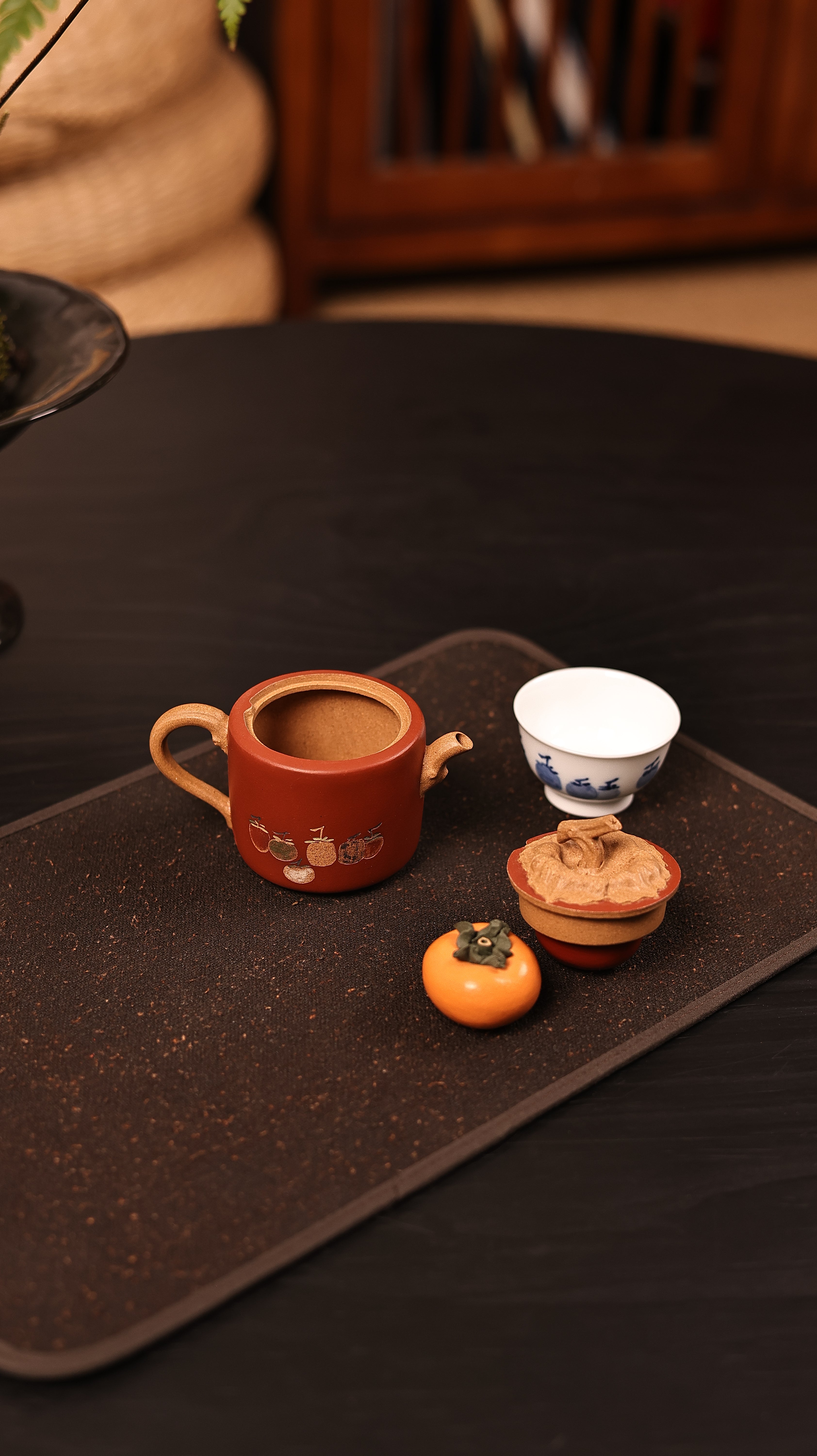 Handmade Yixing Zisha Teapot "Liu Shi Ji Xiang" (Six Auspicious Persimmons) | 六柿吉祥 - 94ml